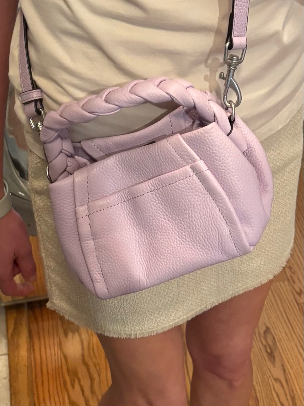 Aimee Kestenberg Lilac Pebbled Leather Mini Shoulder Bag